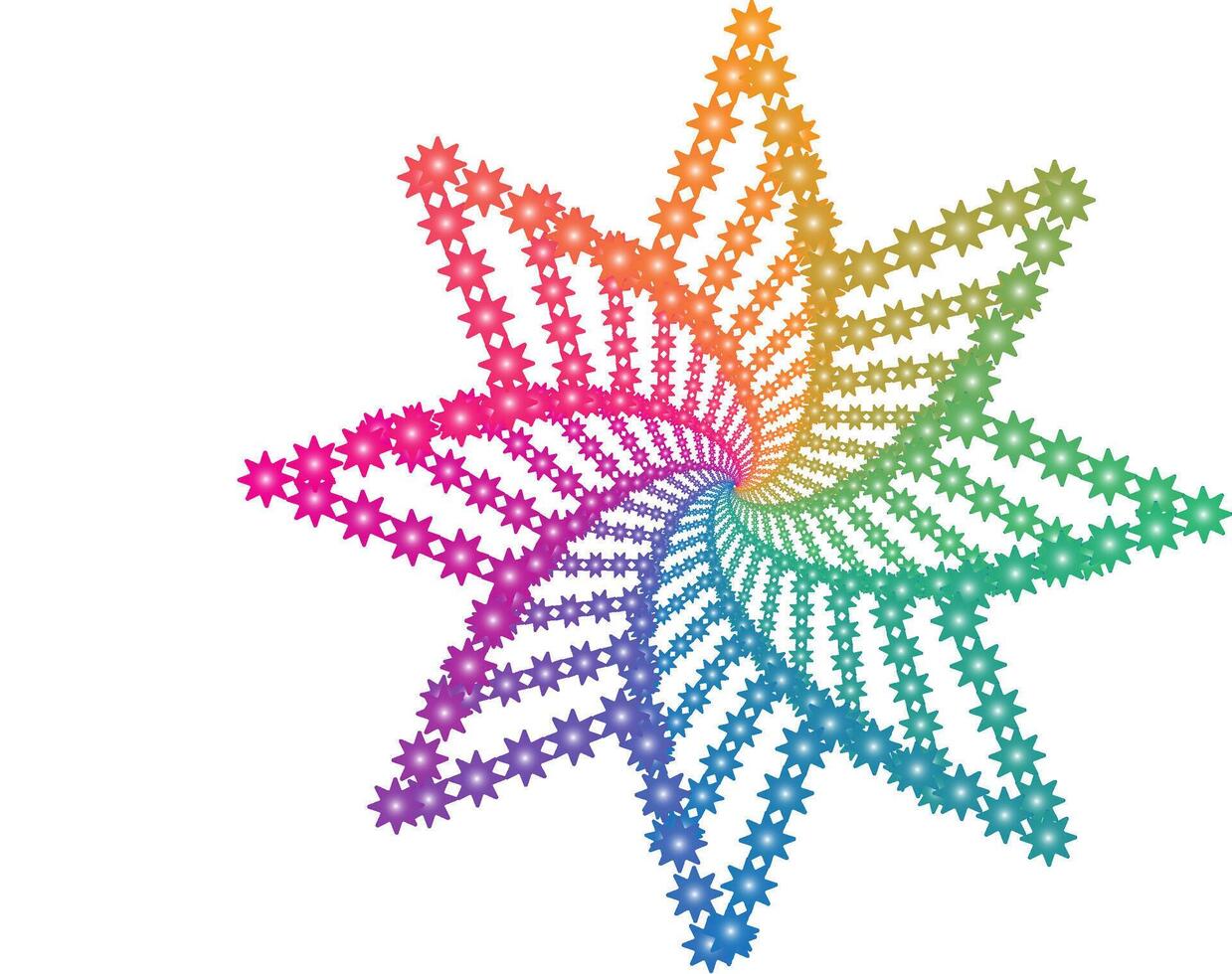 Rainbow Star Spiral in various colors shaped like a spinning leaf vector