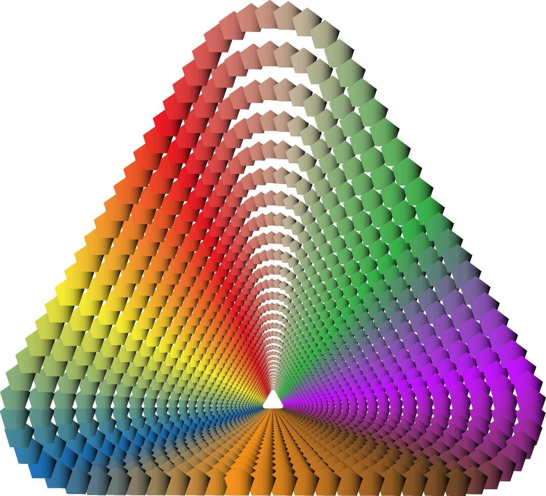 Perspective illusion of a pyramid corridor composed of pentagonal geometric patterns vector