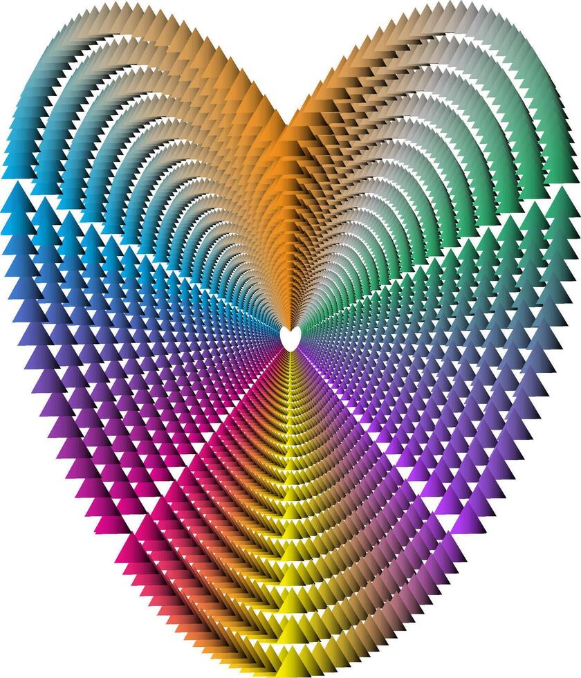 3D rendered rainbow heart illusion vector