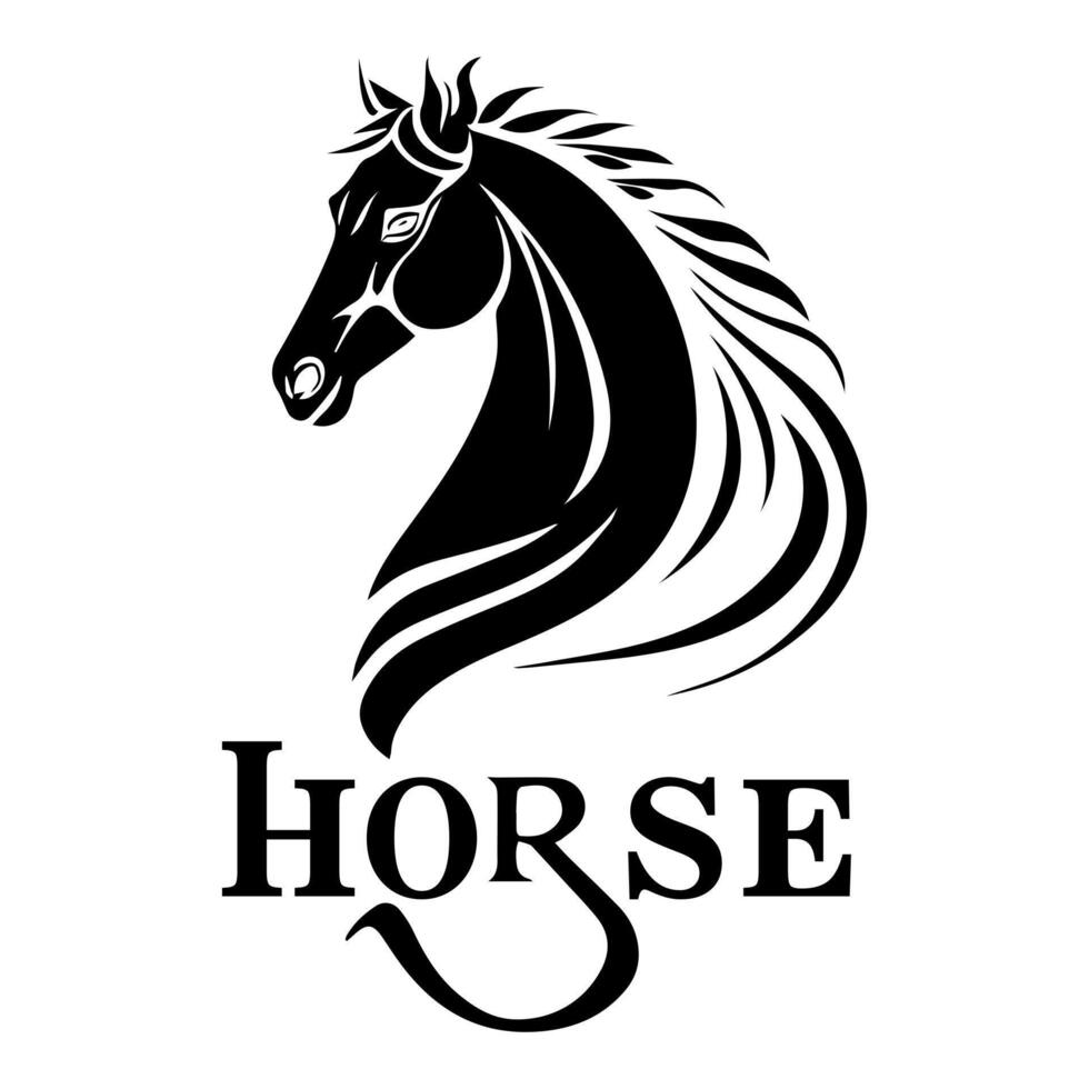 Horse Head Logo with Stylish Typography Design vector
