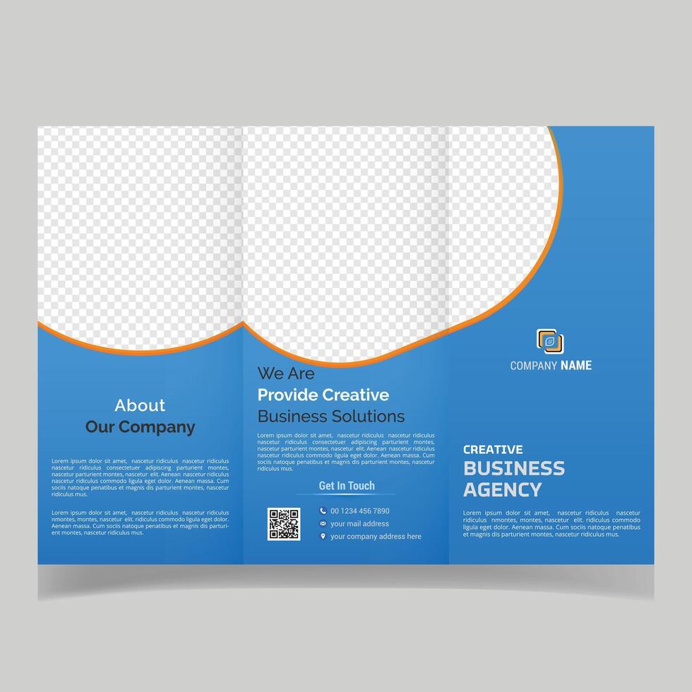 Modern Trifold Business Brochure Template in Blue Color. vector