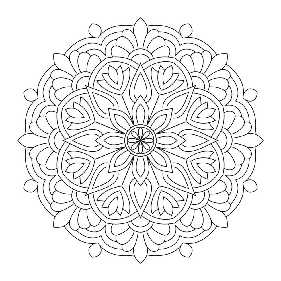 Arabic tattoo flower drawing mandala design coloring book page vector