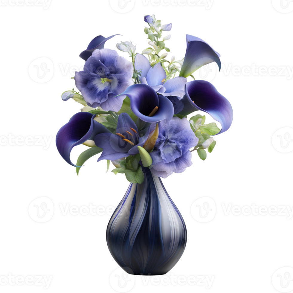 An ultra realistic flower arrangement makes one feel comforted and serene with its stunning colors, presented in delicate vase and background free png