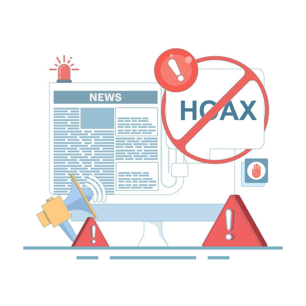 fake news concept, fake information in online news, stop the spread of fake news. Junk news content, Disinformation in newspapers. Stop misinformation on the internet and media. vector