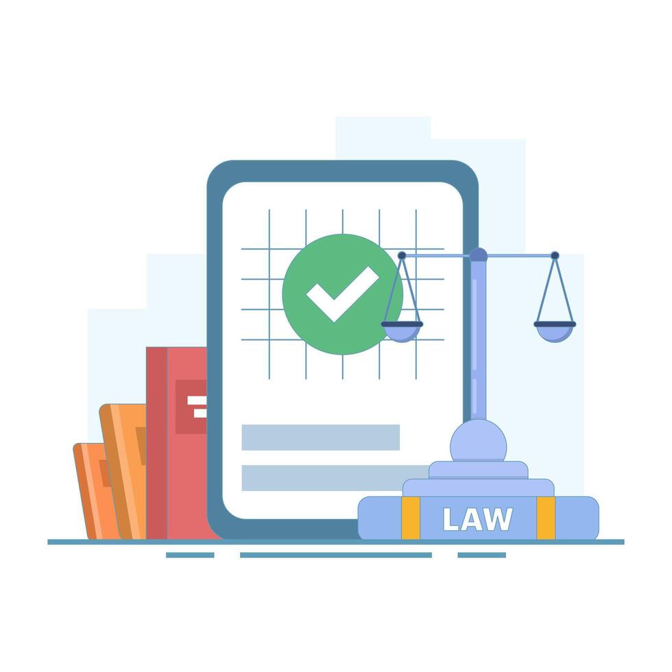 The concept of providing legal advice, contract assistance, audit, consulting. The concept of law and justice, Lawyer services, Notary, Legal consulting in business and finance. Flat design. vector