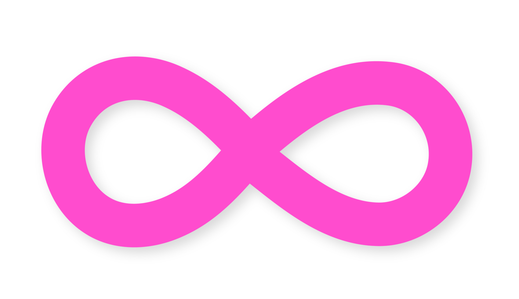 Pink infinity symbol stylized. A solid pink, stylized infinity symbol with a subtle shadow, representing love, connection, and feminine aspects of continuity. png