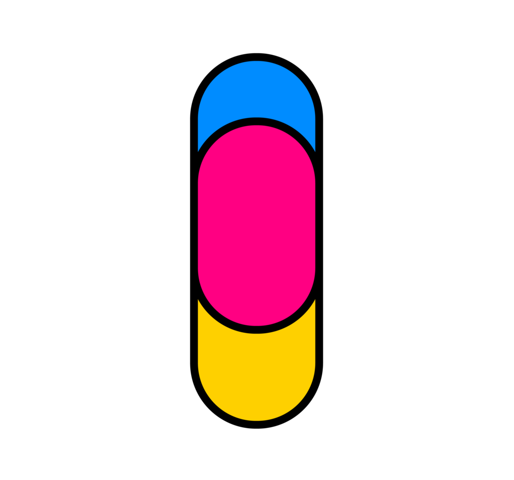 Modern and Colorful I Letter Logo Design with Rounded, Overlapping Blue, Pink, and Yellow Geometric Shapes png