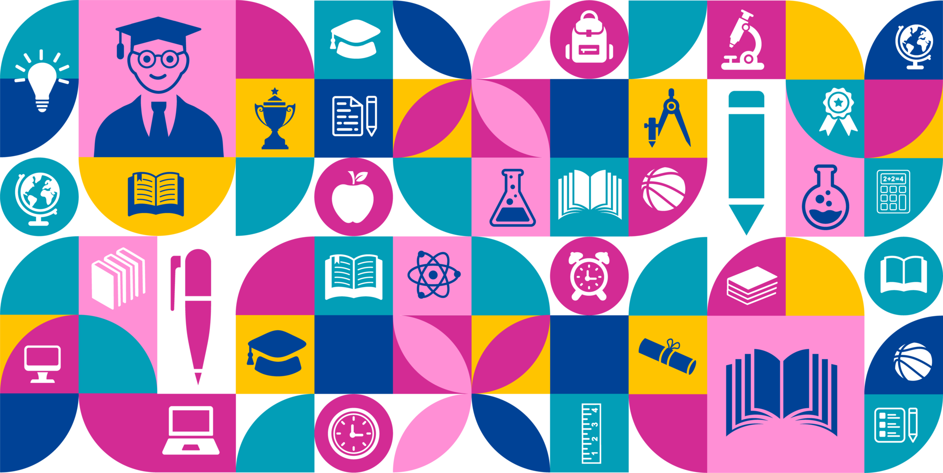 back to school education geometric shape college pattern background. A vibrant collection of minimalist png