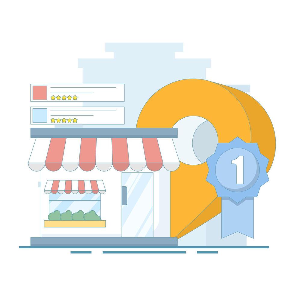 Local Search Concept. Local business marketing. Geofencing for local SEO. Location based SEO strategies to attract customers. Increase traffic and search engine optimization. Flat illustration. vector