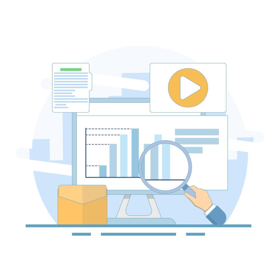 Digital marketing concept, social media SEO marketing. digital marketing to increase customer conversion, Social media, SEO optimization, social media marketing. flat design illustration. vector