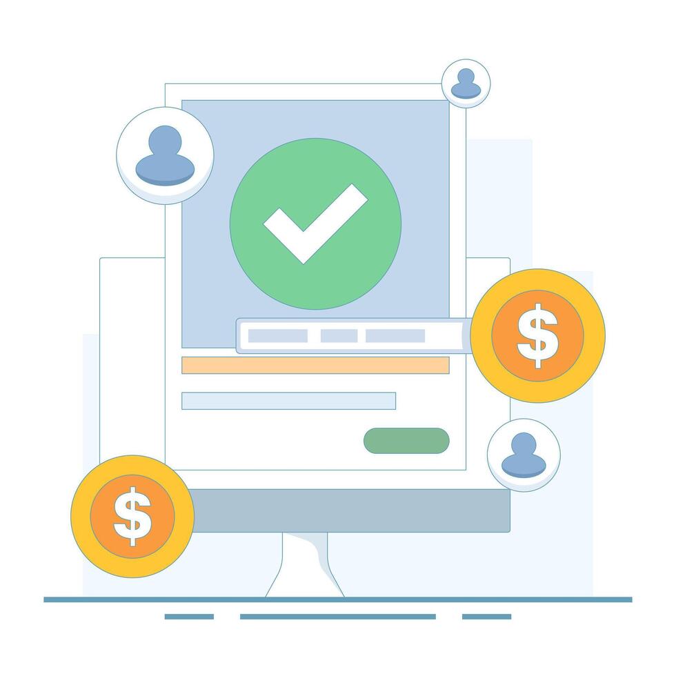 Mobile payment application concept, Money transfer successfully. Securely open payment application via mobile phone, Financial technology online payment system, Digital payment gateway. vector