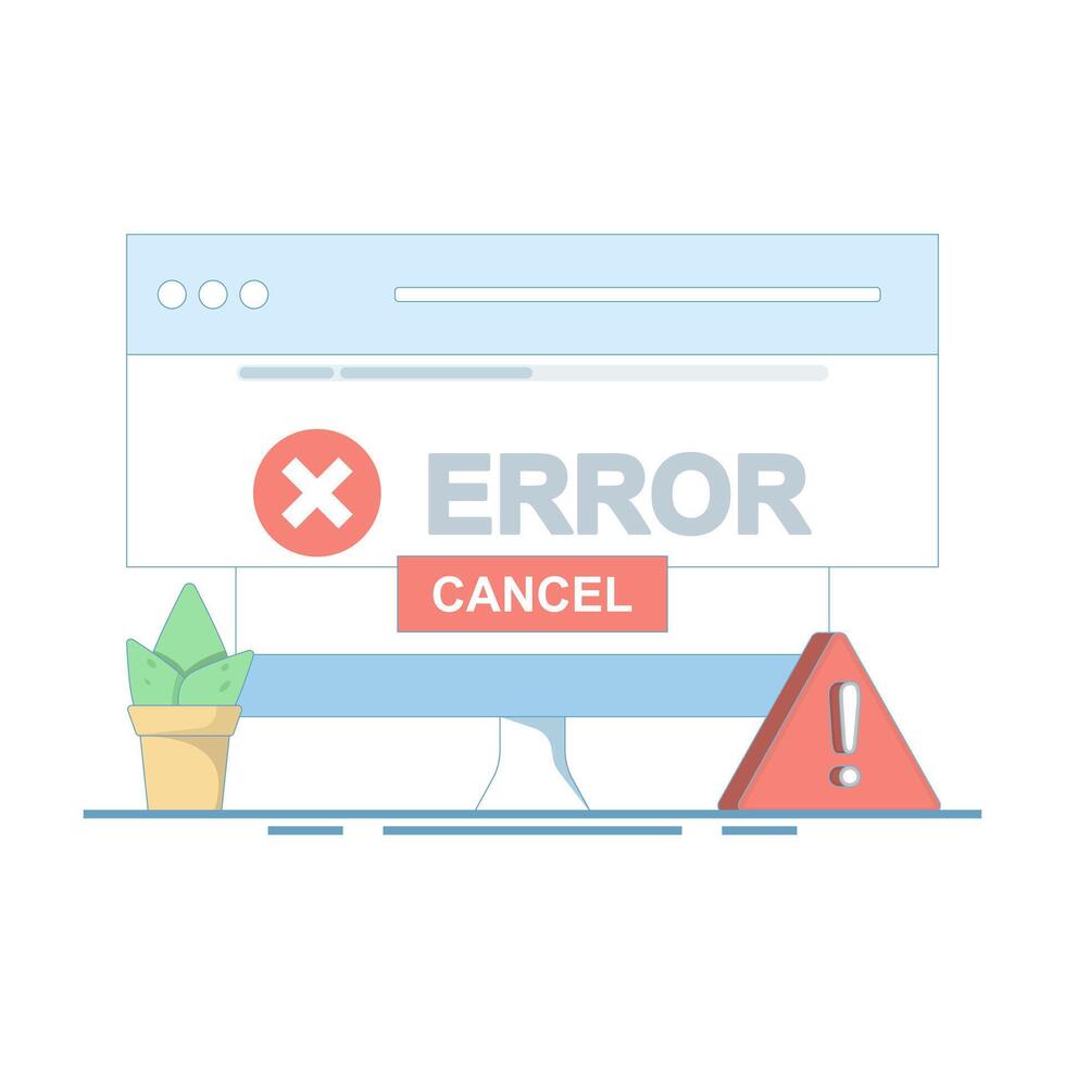 system error suppression concept. operating system error and warning notification, error message. operating system error, windows operating system error warning. flat design illustration. vector