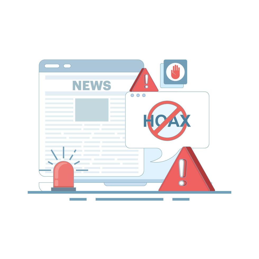fake news concept, fake information in online news, stop the spread of fake news. Junk news content, Disinformation in newspapers. Stop misinformation on the internet and media. elements vector