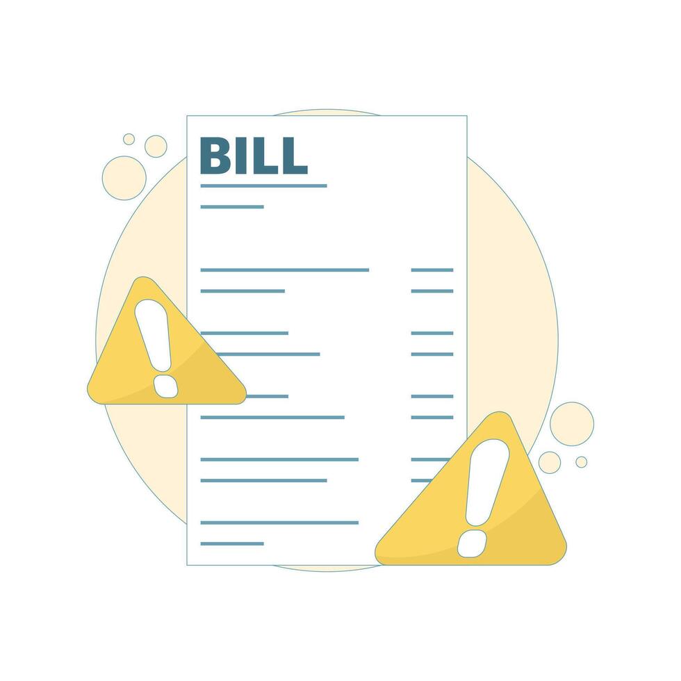 Invoice transaction concept payment declined. Payment not received. Fraud payment declined notice, Tax debt payment declined warning notice. Purchase cancellation. Design illustration on background. vector