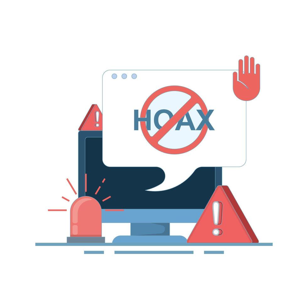 fake news concept, fake information in online news, stop the spread of fake news. Junk news content, Disinformation in newspapers. Stop misinformation on the internet and media. cartoon style vector