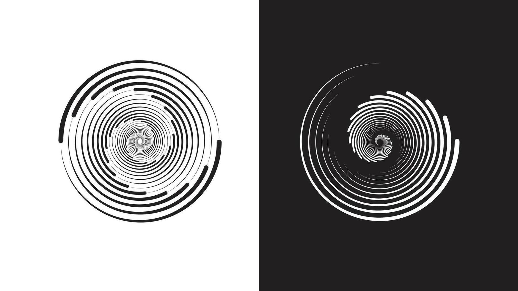 Abstract Spiral Optical Illusion Design in Black and White for Futuristic and Hypnotic Background Concepts vector