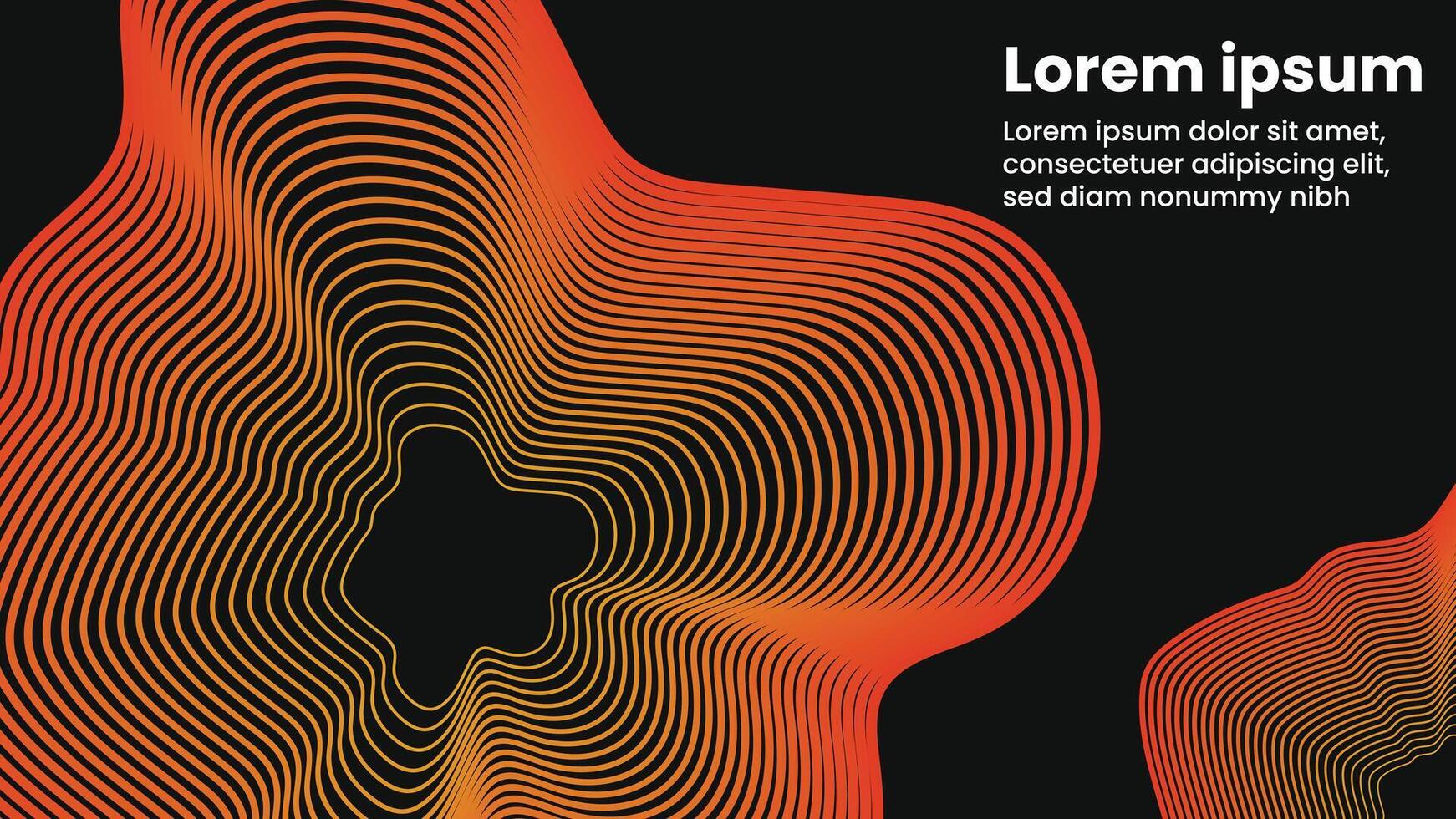 Abstract Curvy Lines Background in Vibrant Orange and Red Gradient on Dark Modern Style Layout vector