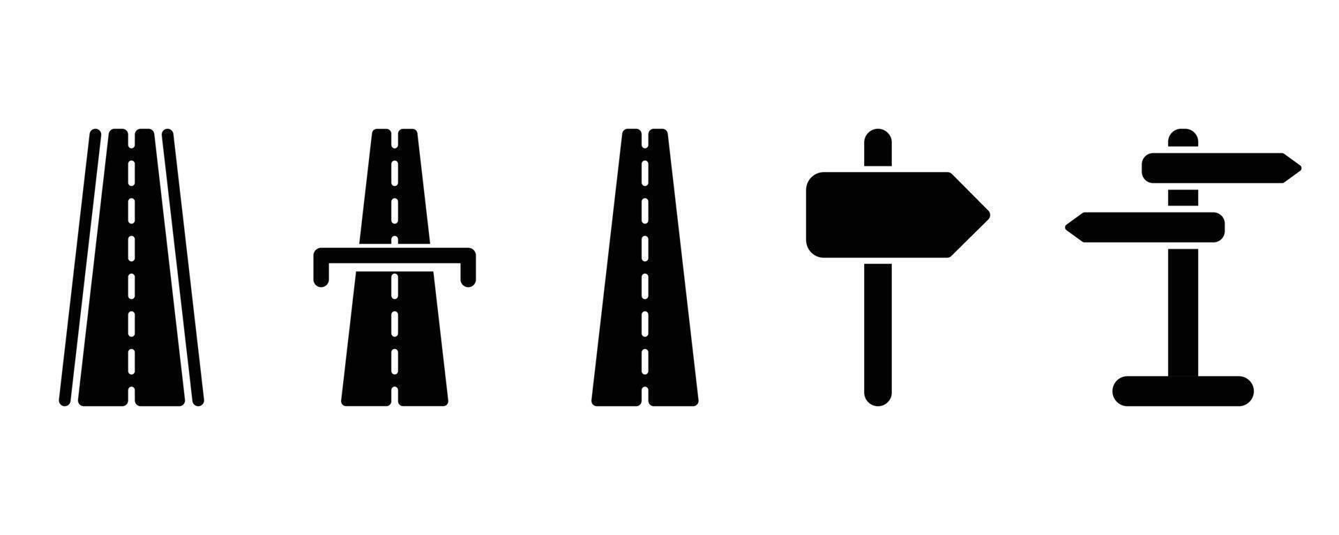 road and highway icon set. Containing street, highway signpost, directions. illustration. vector