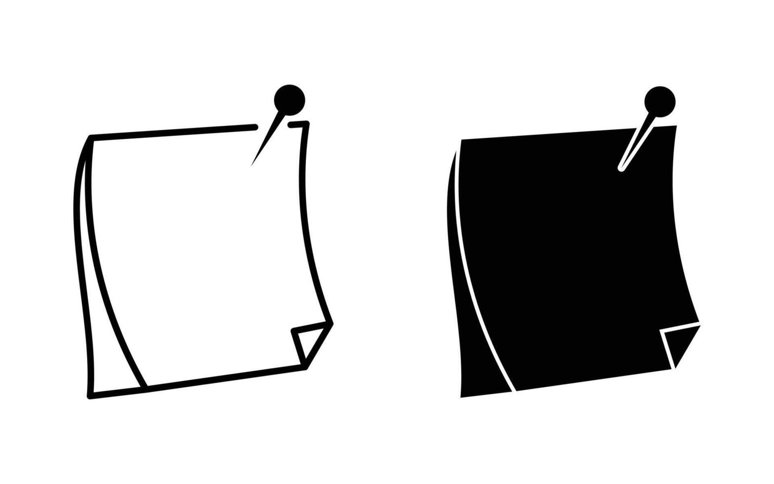 Sticky Note with push button icon. Paper notes pinned Note with push button icon. vector