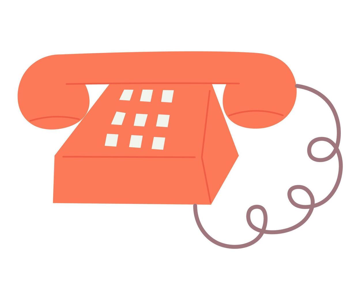 vintage red phone in doodle style vector
