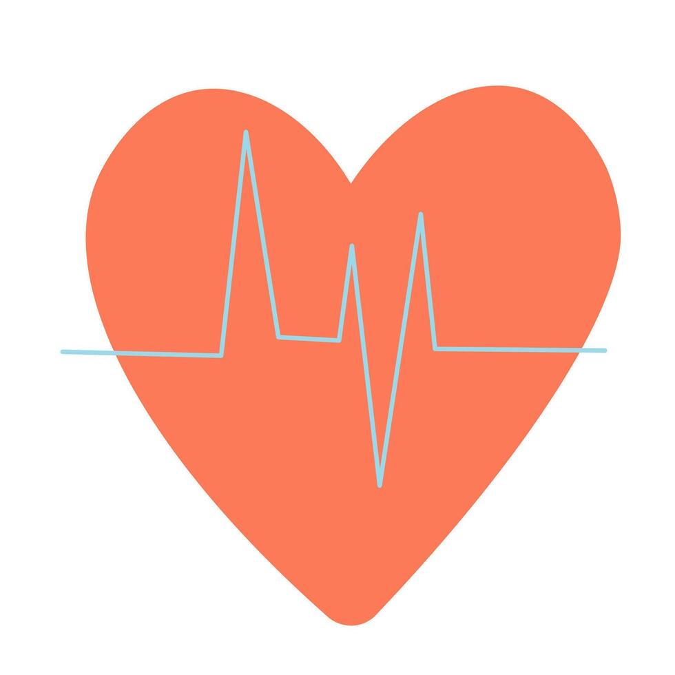 red heart with cardiogram vector