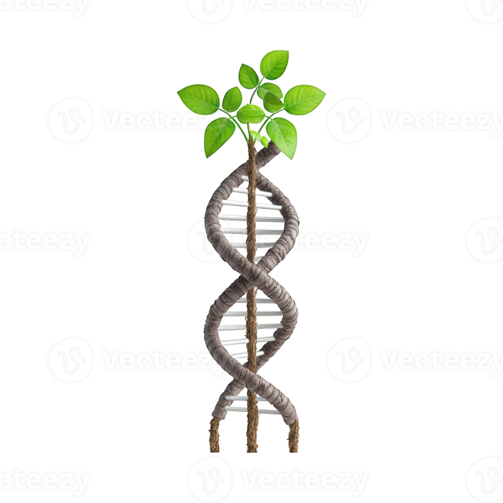 Abstract DNA strand intertwining colorful molecular structure png