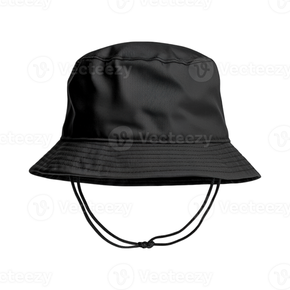 Black bucket hat isolated on transparent background png
