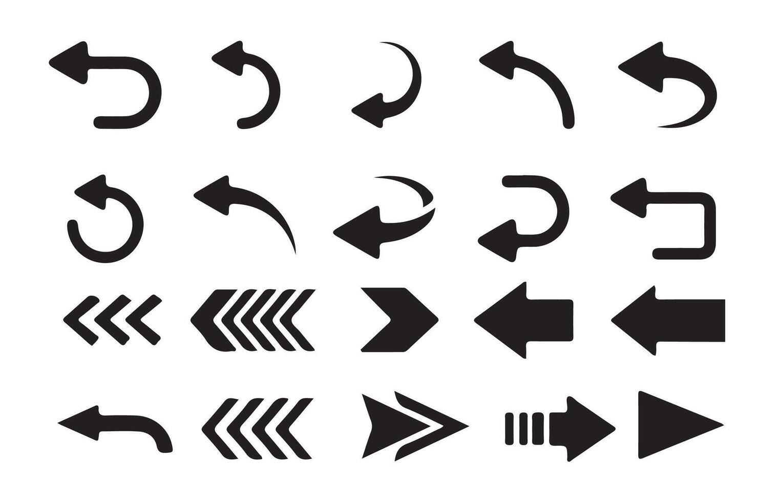 Minimalist Arrow Icons in Black vector
