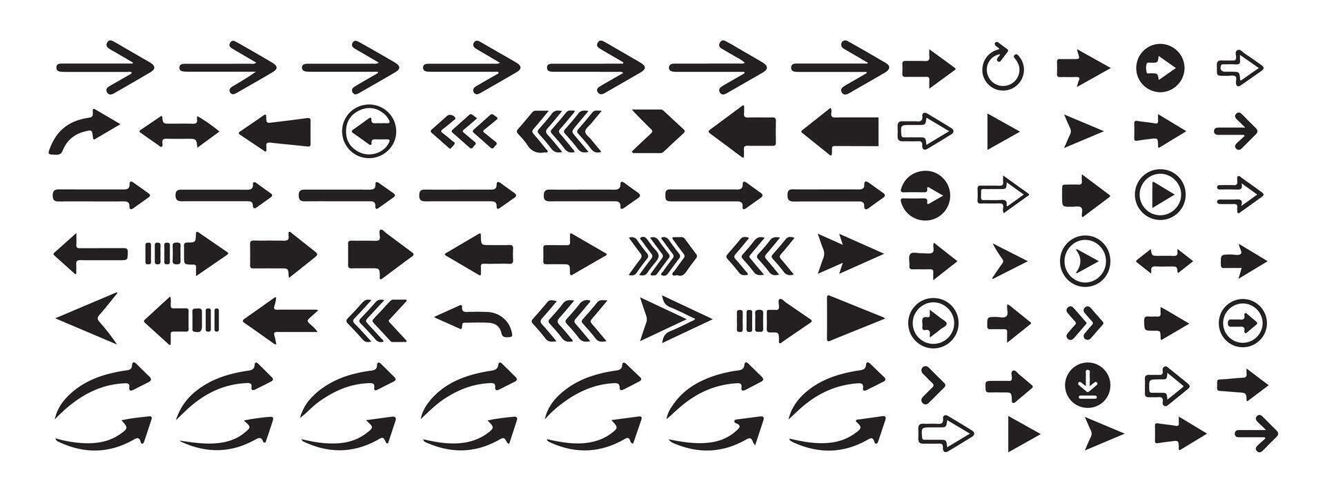 Big arrows set. Flat Arrow Icons in Black vector