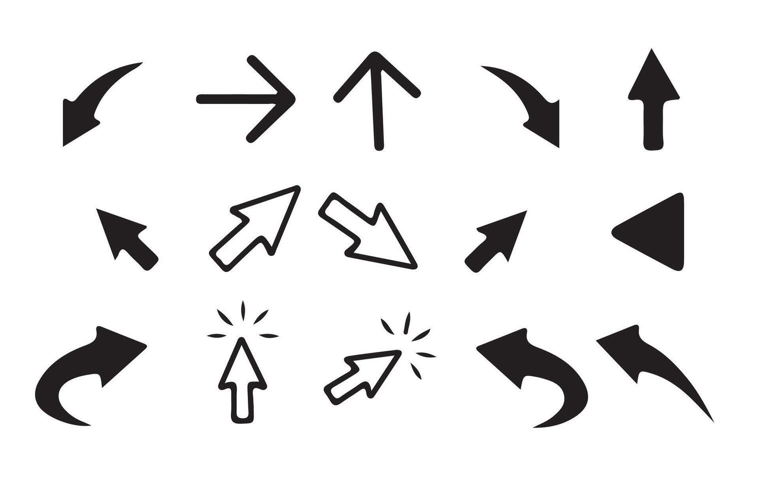 Curved and Straight Arrow Icons vector