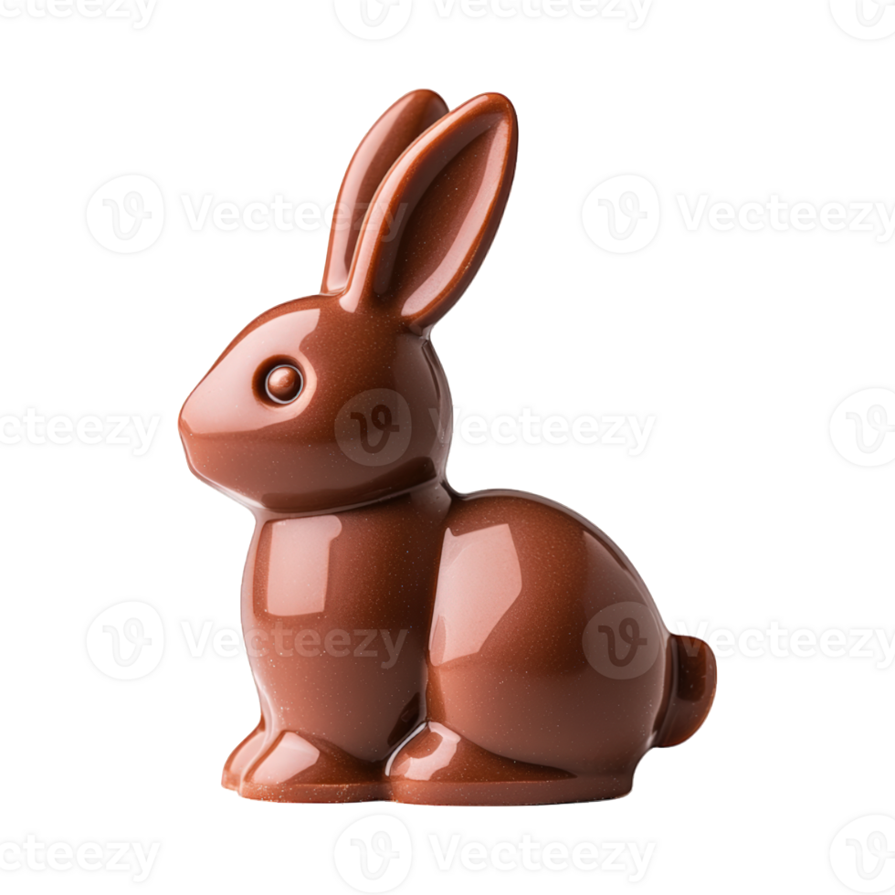 Dark chocolate Easter bunny with decorative details png
