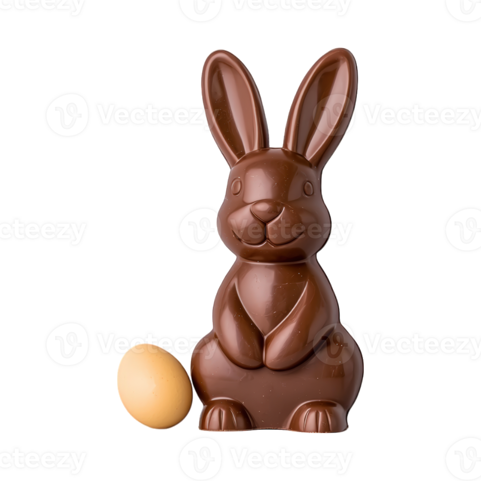 Chocolate Easter rabbit with ribbon decoration png