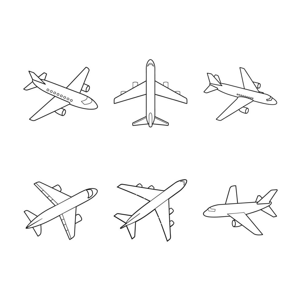 Aeroplane Outline set design vector