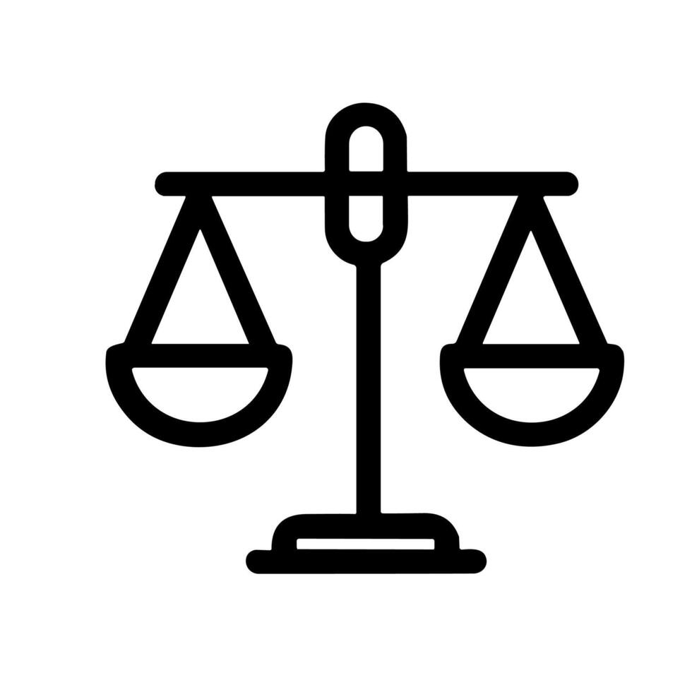 Minimalist Outline Balance Scale Symbol of Justice Court Icon Graphic vector