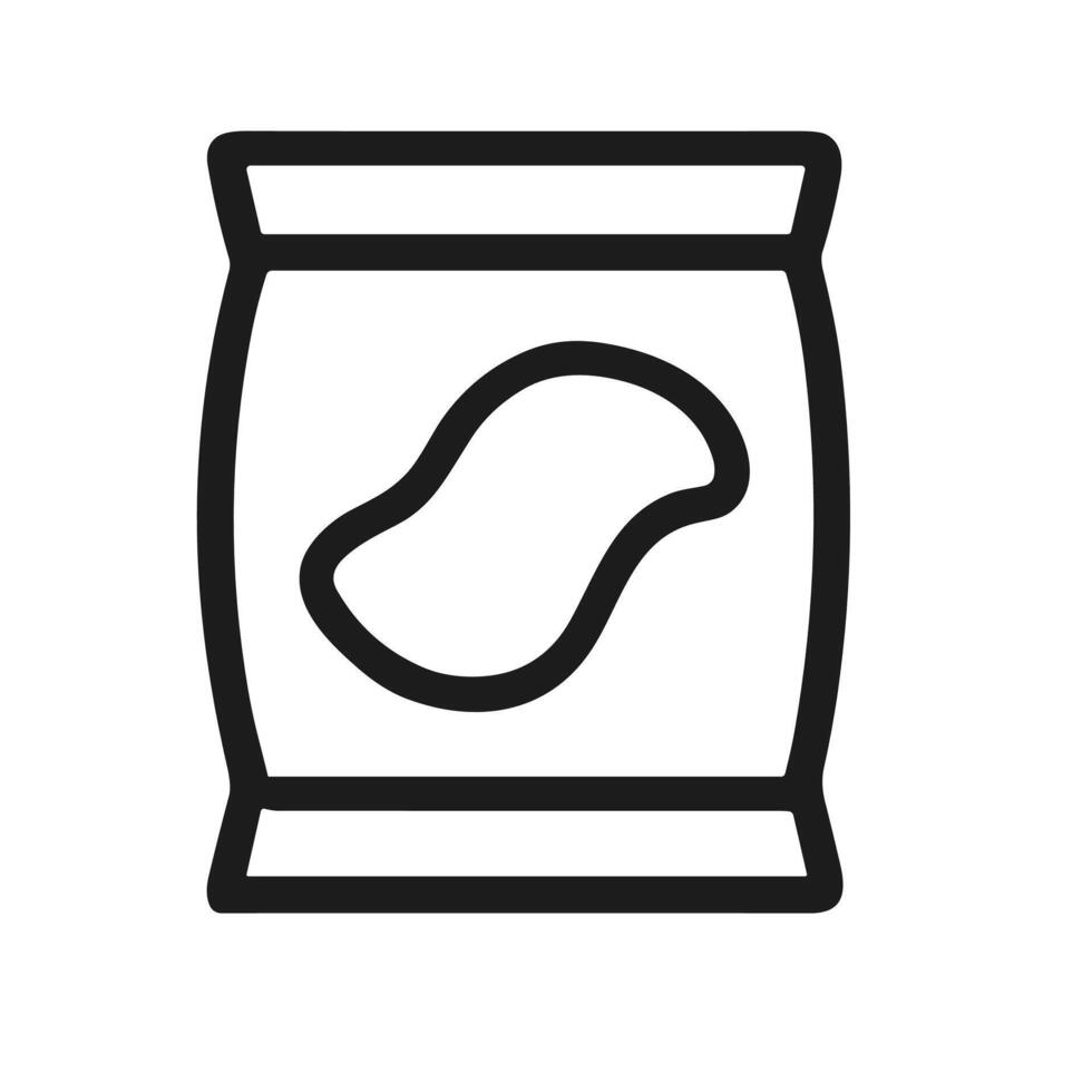 Minimalist Outline Crisps Bag Snack Food Symbol Line Art Illustration vector