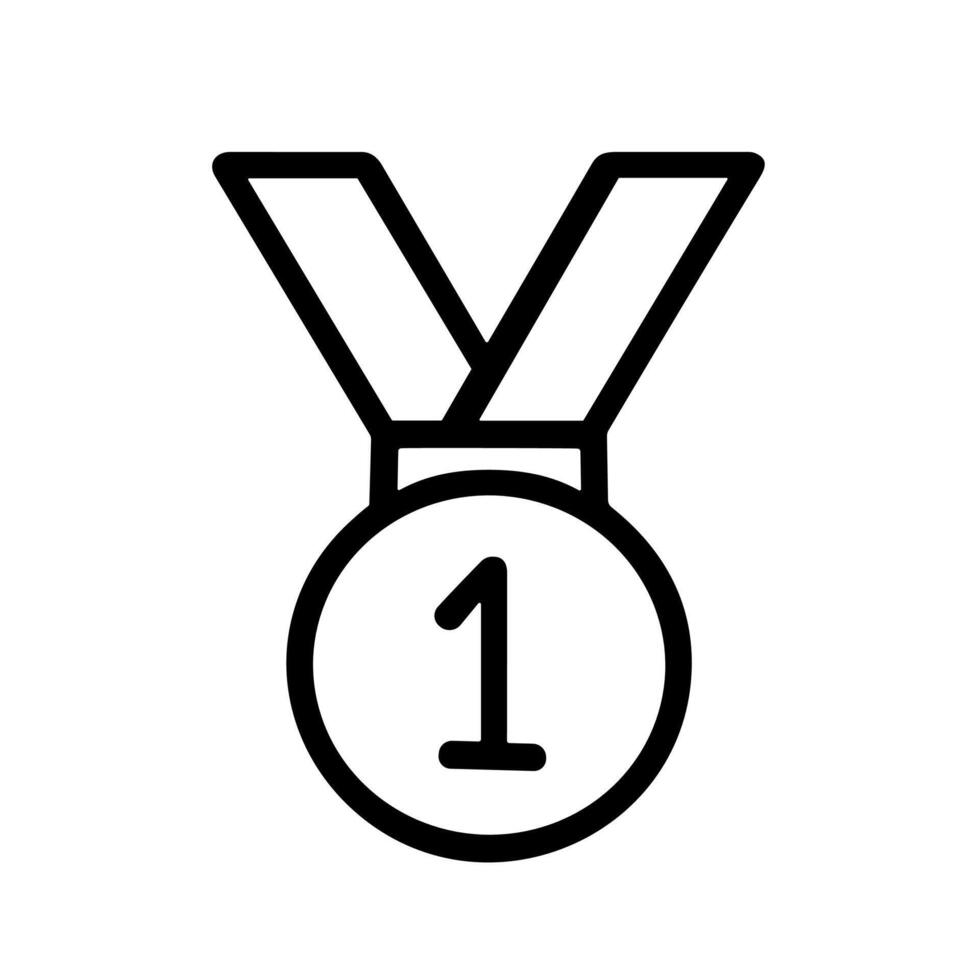 Simple Outline Medal Number One Award Reward Achievement Icon Graphic vector