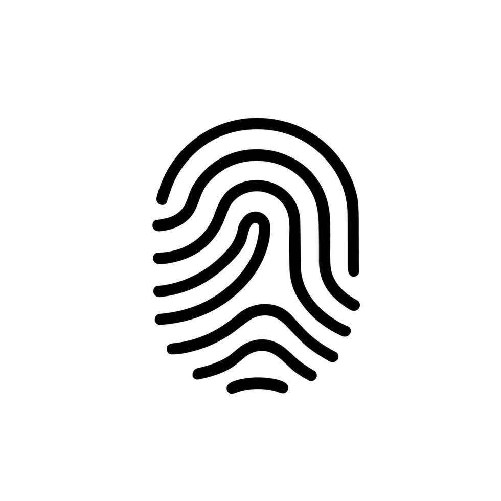 Simple Outline Fingerprint Identification Security Access Unique Mark Icon vector