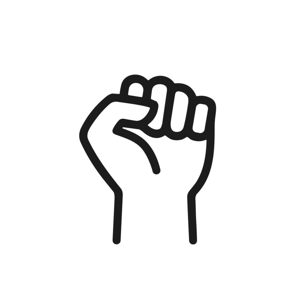 Simple Line Art Raised Fist Symbol of Power and Solidarity Icon vector