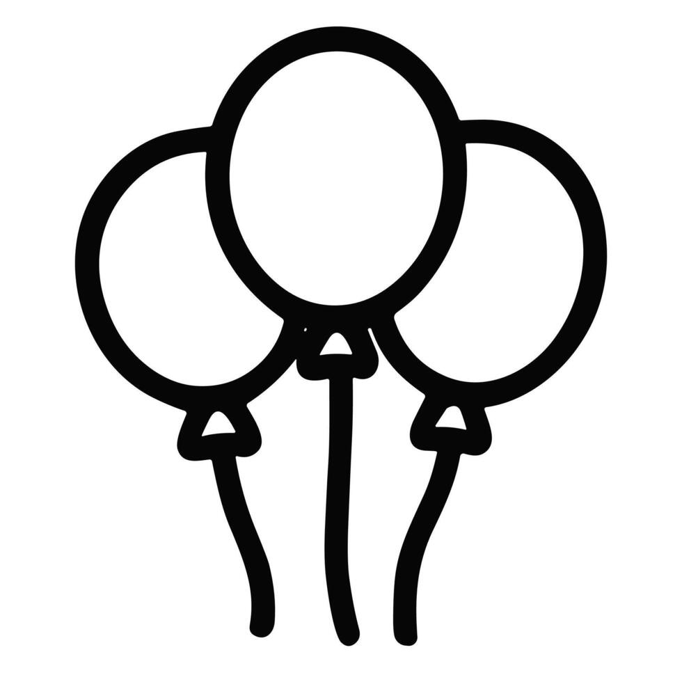 Handdrawn Simple Outline Balloons Decoration Party Celebration Element Icon vector