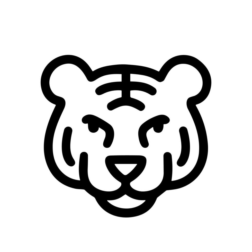 Simple Outline Tiger Head Face Icon Symbol Isolated Illustration Graphic vector