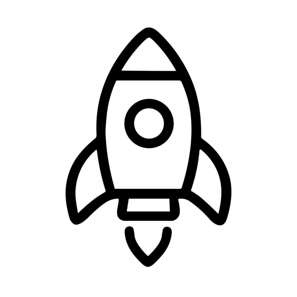 Minimalist Outline Spacecraft Startup Launching Rocketship Transportation Icon Design Element vector