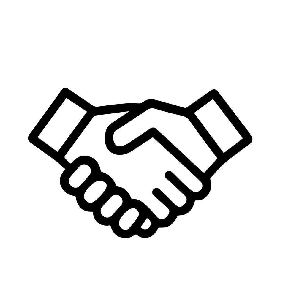 Simple Line Art Handshake Symbol Partnership Deal Agreement Icon Design vector