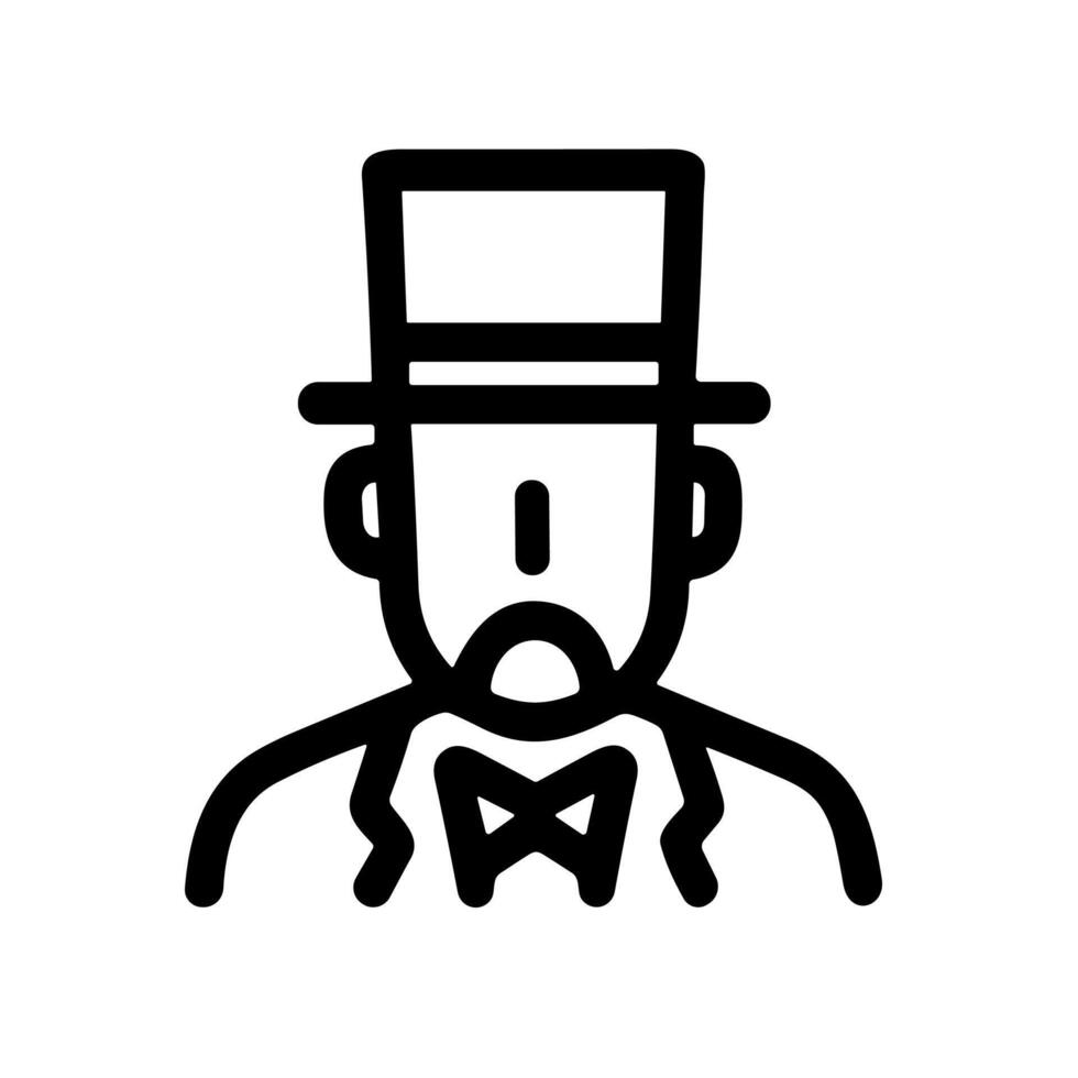 Line Art Elegant Gentleman with Top Hat and Bow Tie Icon Graphic vector