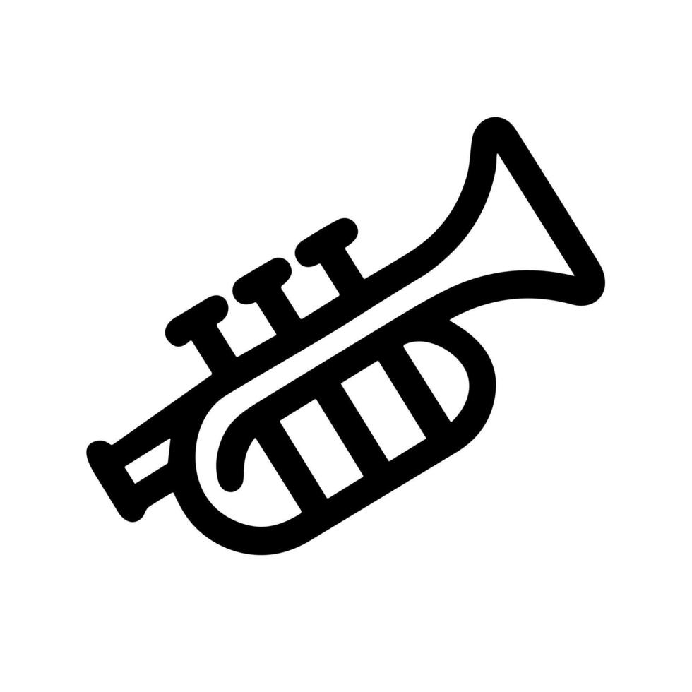 Simple Outline Musical Trumpet Instrument Element Isolated on White Background vector