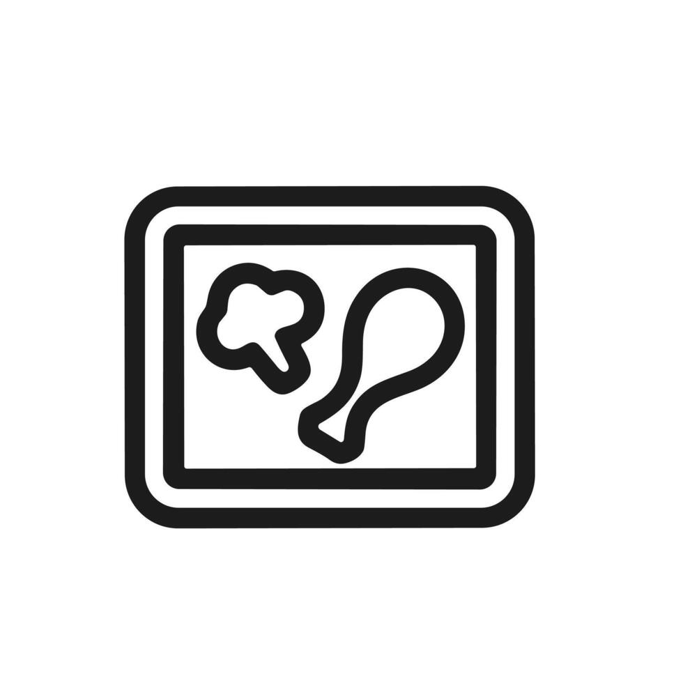 Outline Simple Meal Icon With Broccoli and Chicken Leg Food vector