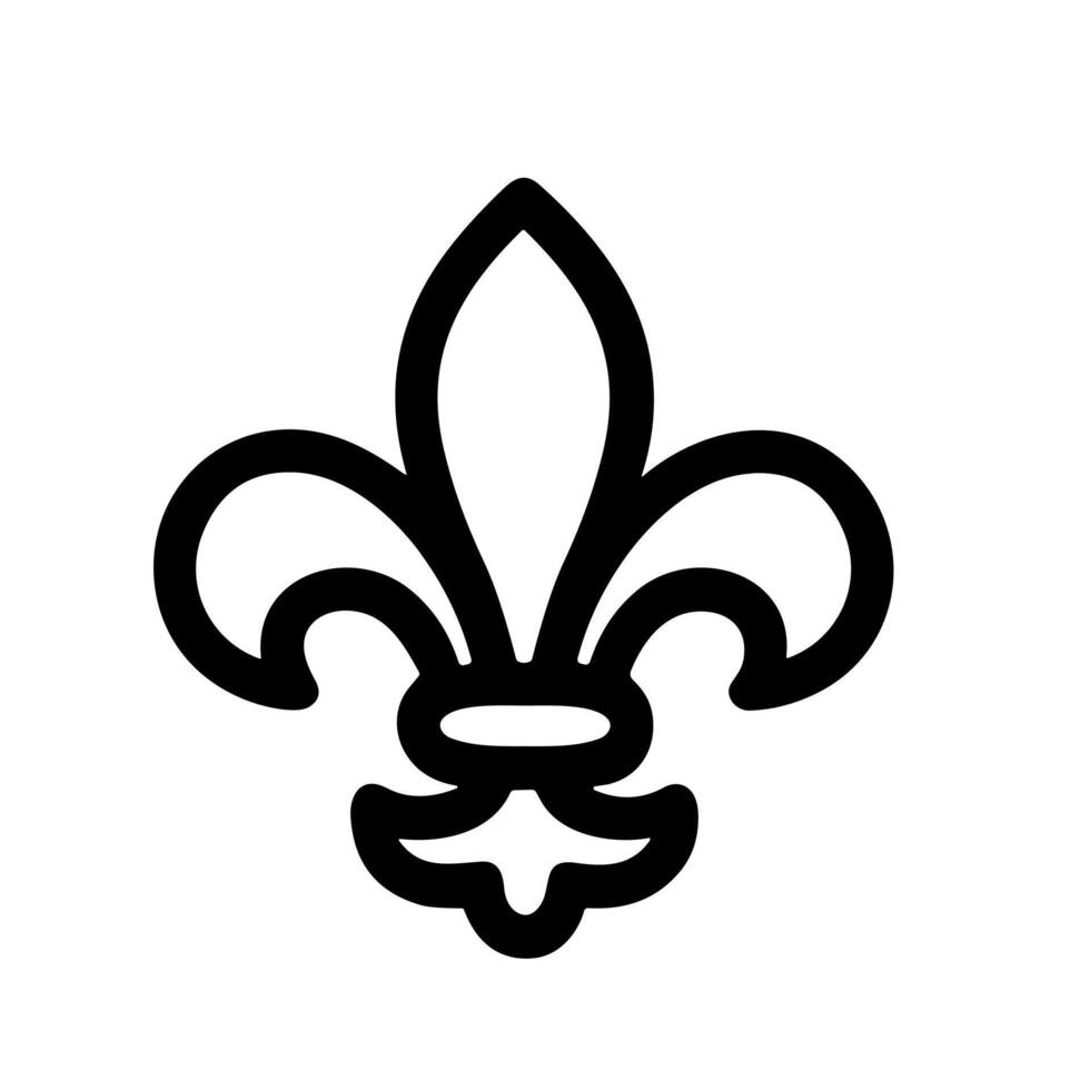 Minimalist Outline Fleur-de-Lis Heraldic Lily Decorative Symbol Sign Icon vector