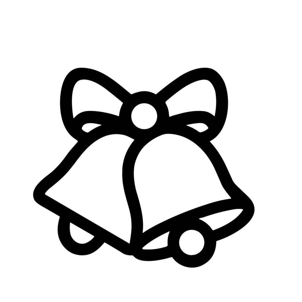 Simple Outline Two Jingle Bell with Ribbon Bow Holiday Icon vector
