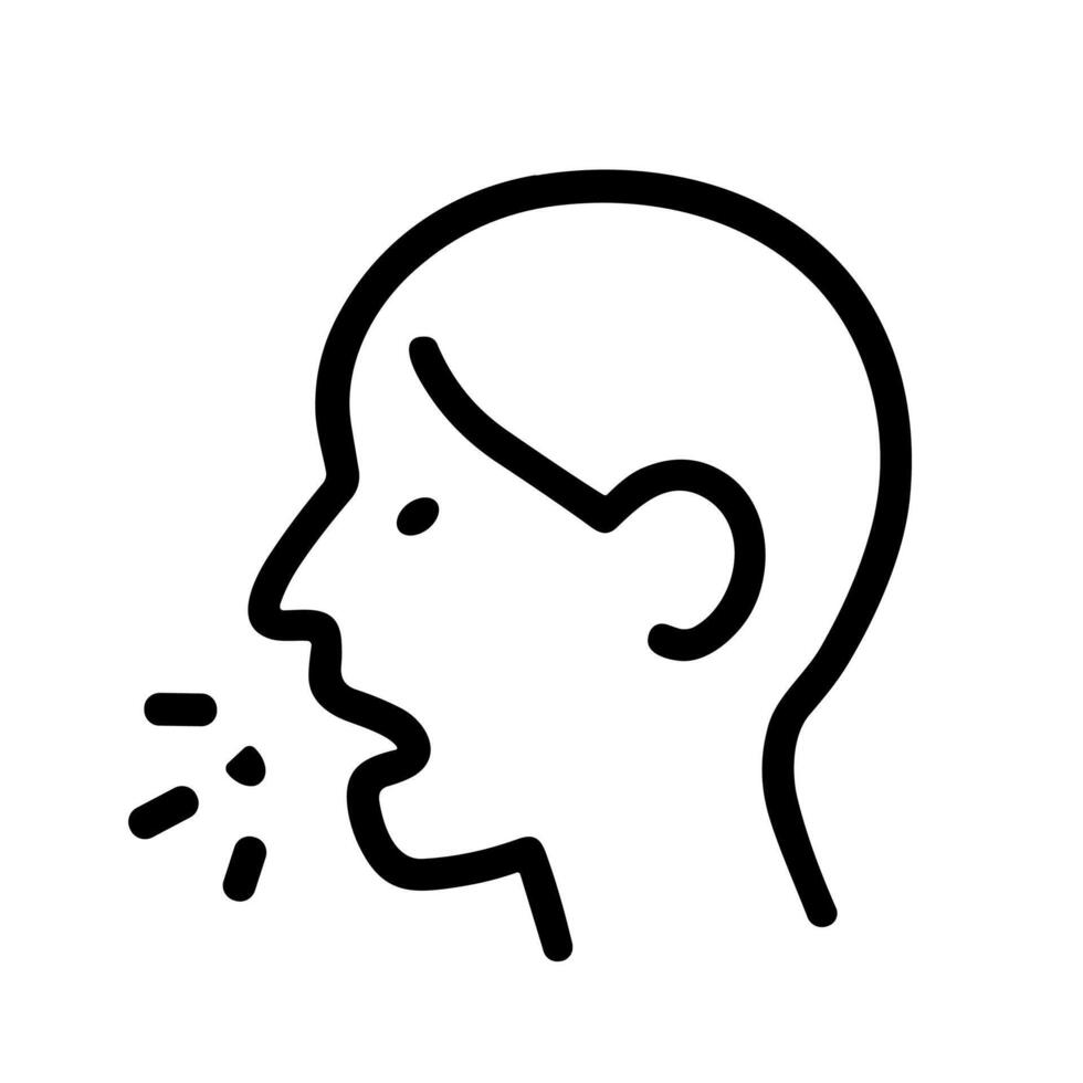 Simple Outline Line Drawing Head Coughing or Sneezing Illustration vector