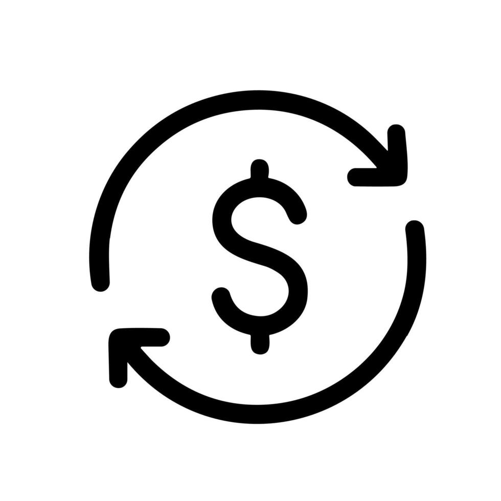 Simple Line Drawing Exchange Currency Sign Dollar Icon Symbol vector