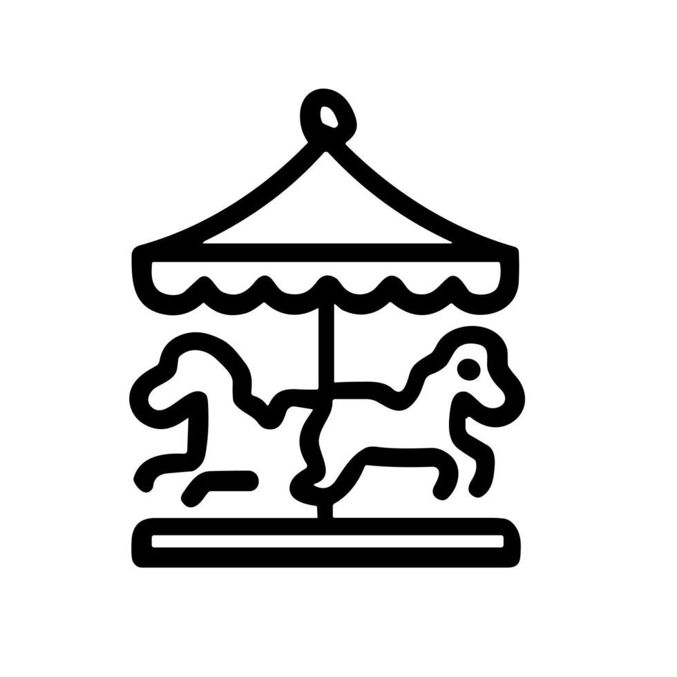 Black Outline Simple Carousel Horse Ride Fun Fair Icon Element vector
